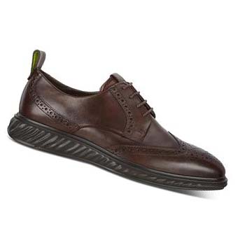 Men's Ecco St.1 Hybrid Lite Wingtip Brogue Dress Shoes Brown | Canada 530EBC